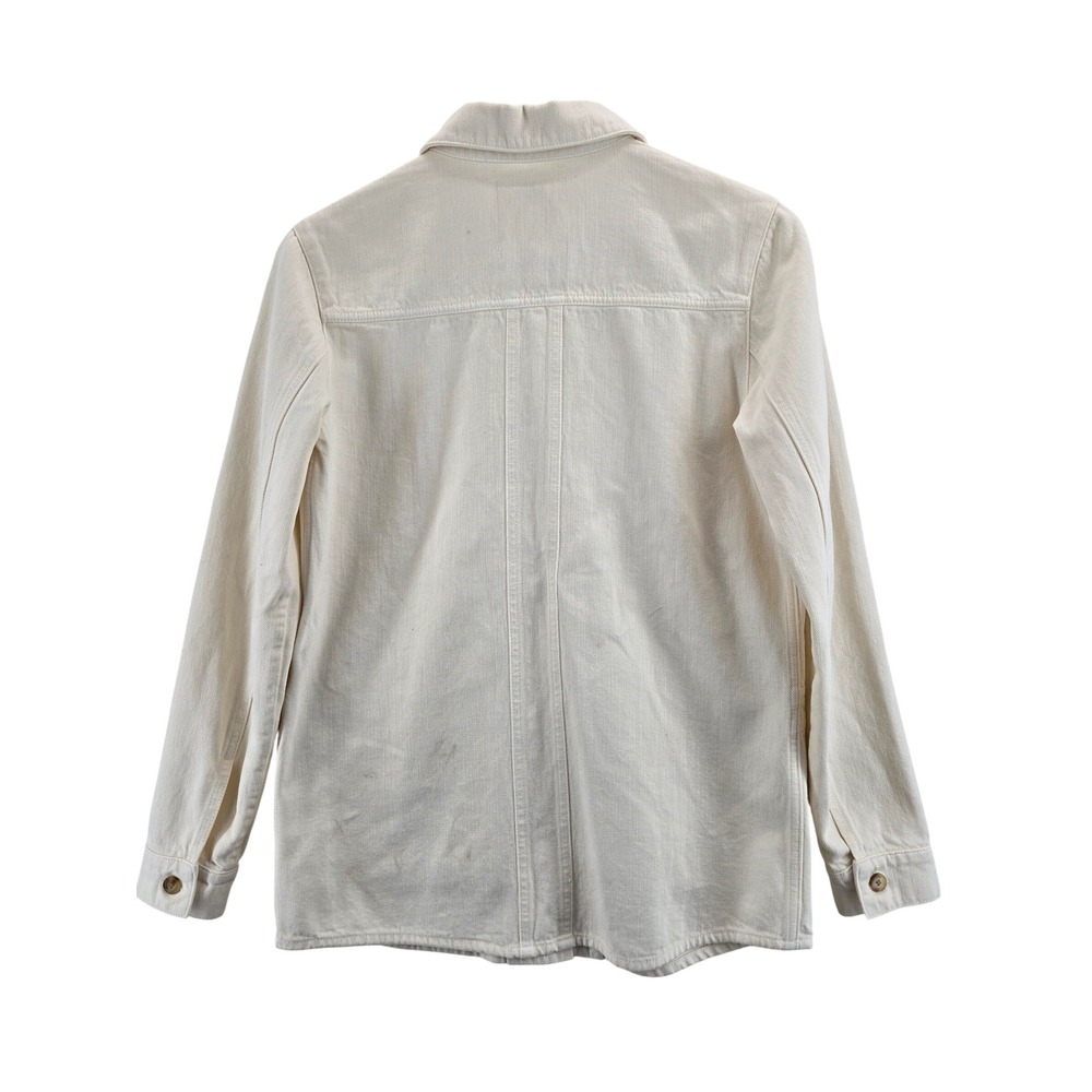 Sezane Will Jacket Ecru Organic Cotton Denim Overshirt XS Neutral Oversized - Picture 4 of 11